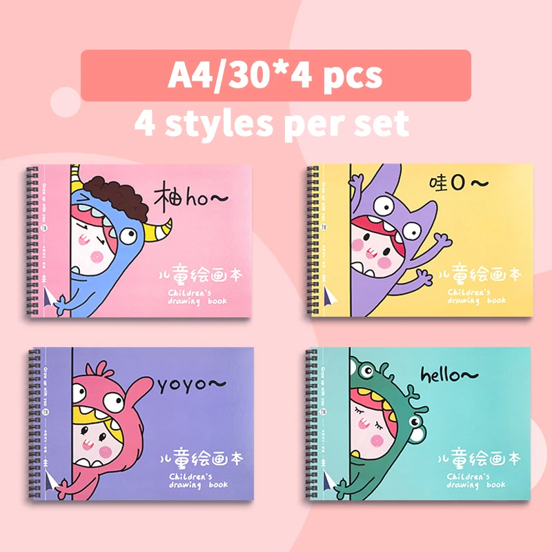 Children's Drawing Book A4 Thick Blank Drawing Book Students Doodle drawing book Sketch book with Coils