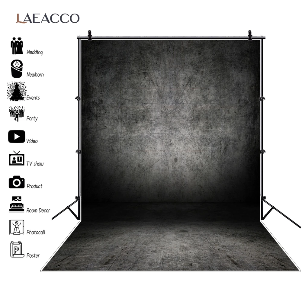 

Laeacco Grunge Dark Gradient Solid Wall Wooden Floor Children Baby Portrait Photography Backgrounds Photo Backdrops Photo Studio