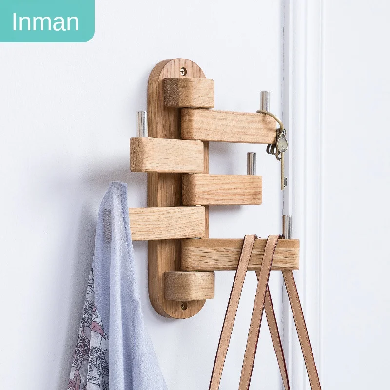

Solid wood hanger with strong stability environmental protection material Nordic bedroom wall-mounted hook