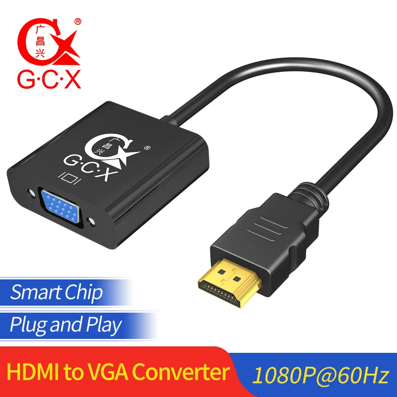 GCX HDMI в VGA видео конвертер 1080P мужчин и женщин HDMI2VGA адаптер с аудио кабель для ПК ТВ коробка проектор HDMI VGA шнур