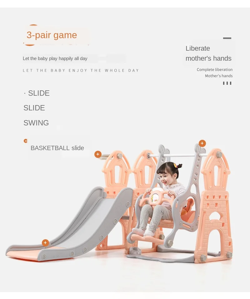 

Children's Slide Multi Functional Slide For Indoor Baby Plastic Slide Swing Combination Toys For Children Outdoor Playhouse