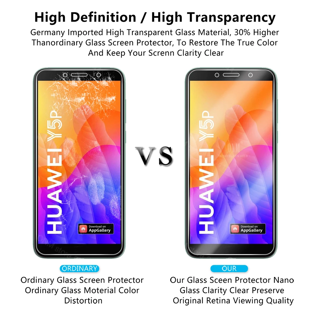 2 шт. закаленное стекло y5p для Huawei Y5p Защита экрана защитное пленка|Защитные стёкла