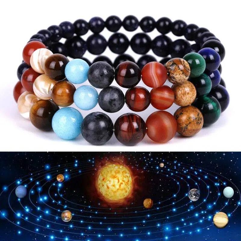 Мужской браслет из бисера Eight Planets натурального камня для йоги солнечной системы