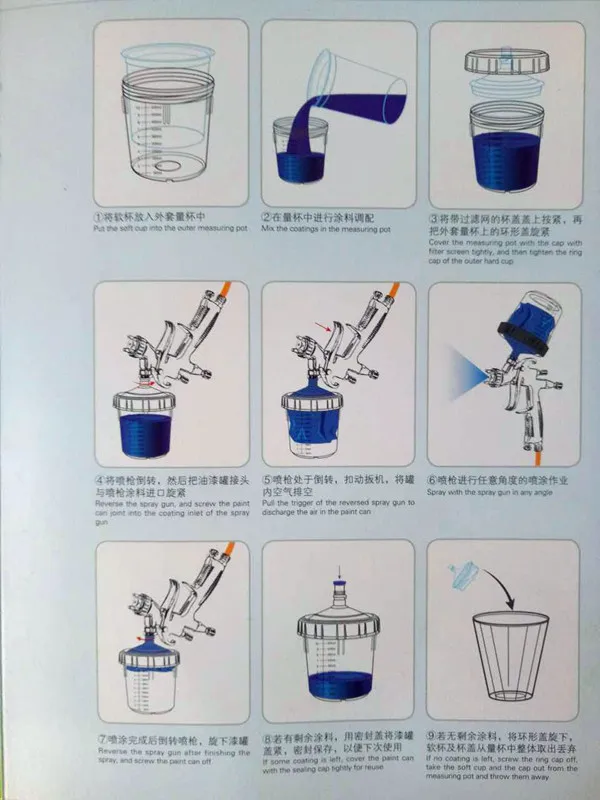 

Free shipping Spray gun cup liners and lid system PPS Type H/O Quick Cup, Mixing Cups and Collars set 600ml(20.3oz)