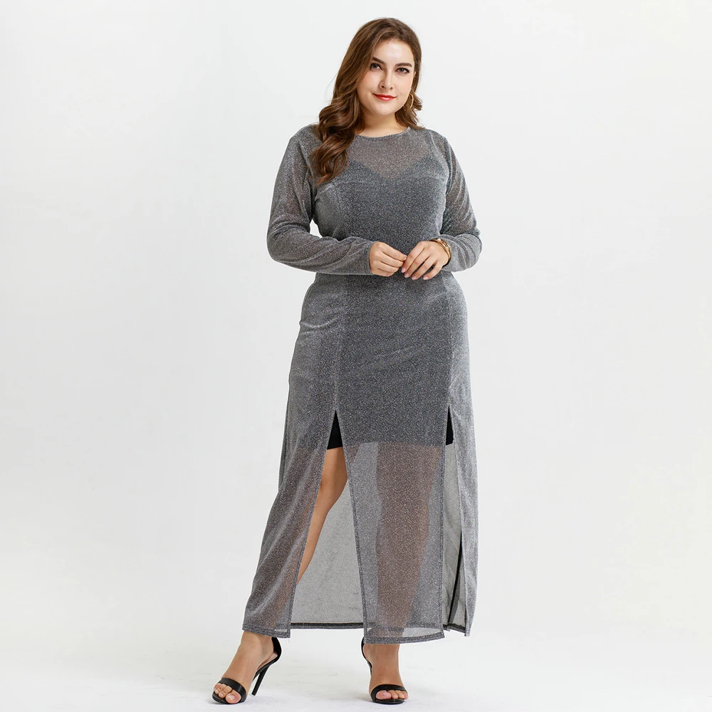 Женское Трикотажное вечернее платье большого размера яркое шелковое