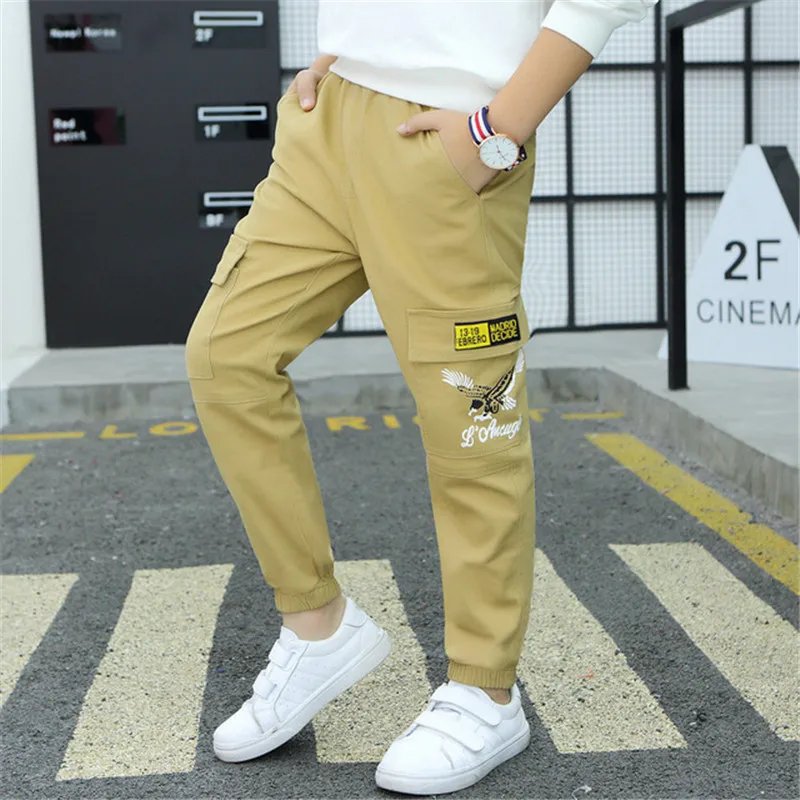 8816 Khaki Г. Лидер продаж, качественные штаны для мальчиков детские повседневные хлопковые школьные брюки-карандаш с эластичной резинкой на талии для мальчиков, От 4 до 16 лет детские ткани - Цвет: 8816 Khaki
