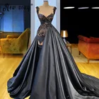 2021 короткие черные кружевные платья с длинным съемным шлейфом, вечернее платье для женщин Aso Ebi, размера плюс