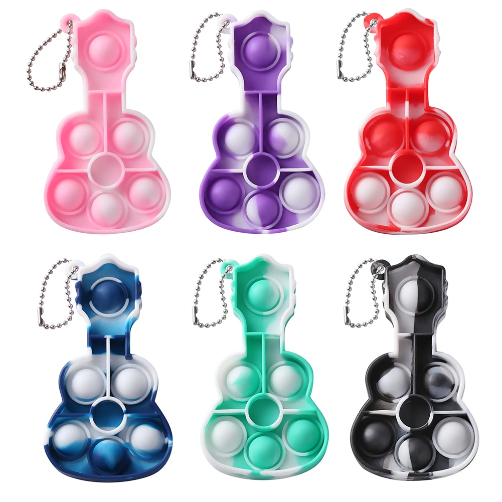 

Fidget Toys For Children Push Bubble Mini Guitar Keychain Decompression Toy Adults Anti Stress Reliever Sensory Toy Kids Gift