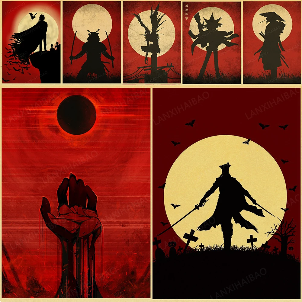 Токийский Гуль отбеливатель Death Note Crybaby Ретро красное аниме силуэт крафт-бумага