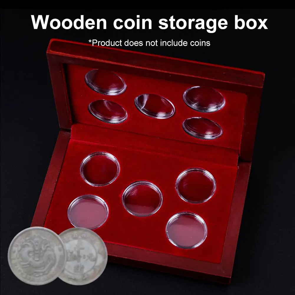 Регулируемый Деревянный чехол с 10 монетами органайзер контейнер для хранения