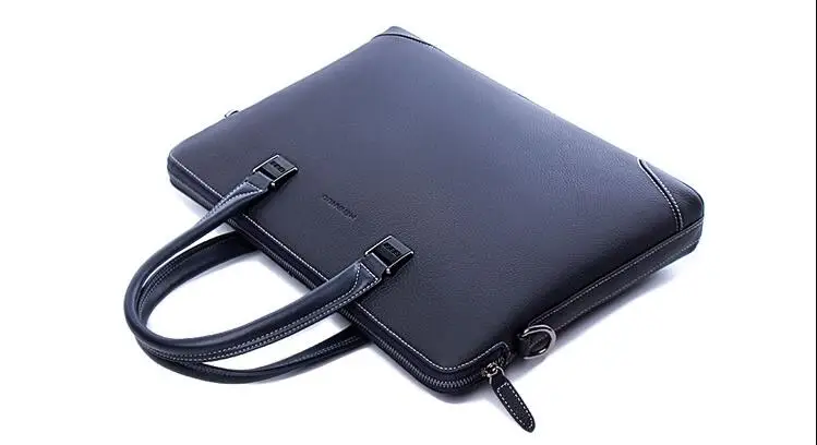 

Genuine leather men casual large capacity business office briefcase bag