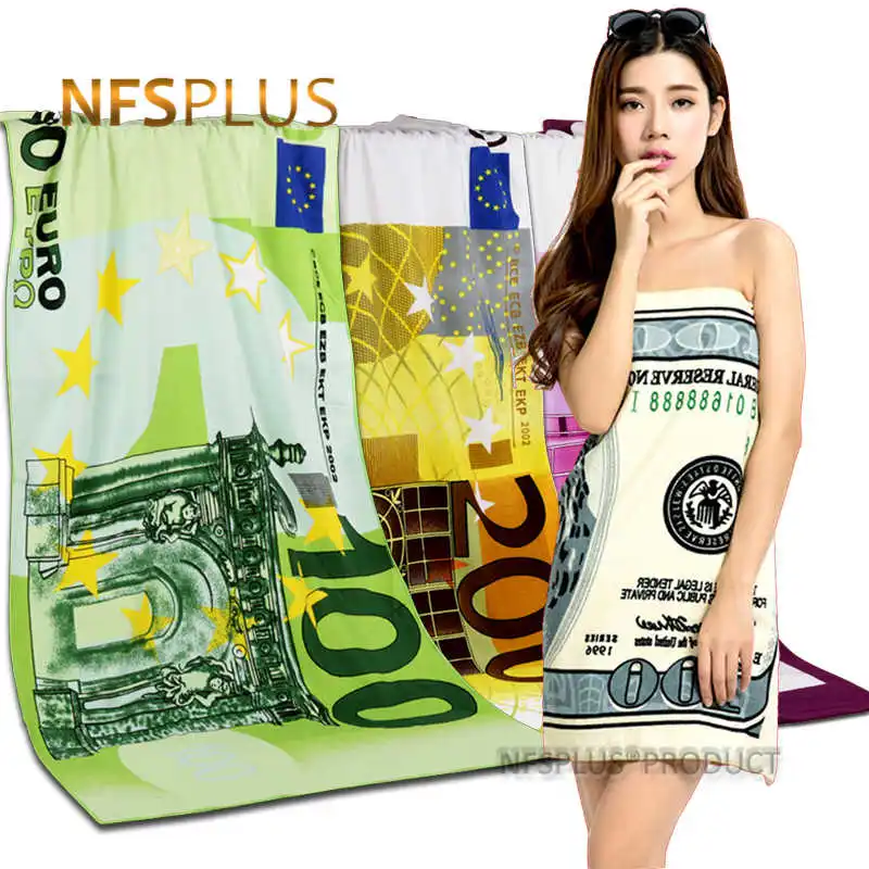 

Microfiber Beach Towel 70x140CM Quick Dry Absorbent Soft Lightweight Compact Money Flag Design Travel Swim Bath Towel For Adults