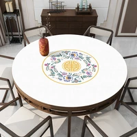 chinese style leather round table mat europ classical wood party table decor protector cover custom anti slip leather tablecloth