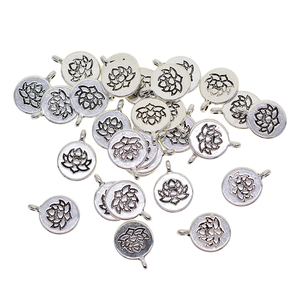 30x Tibetan Om Yoga Charms Lotus Flower Pendant for DIY Necklace Bracelet Earring Jewelry Making | Украшения и аксессуары