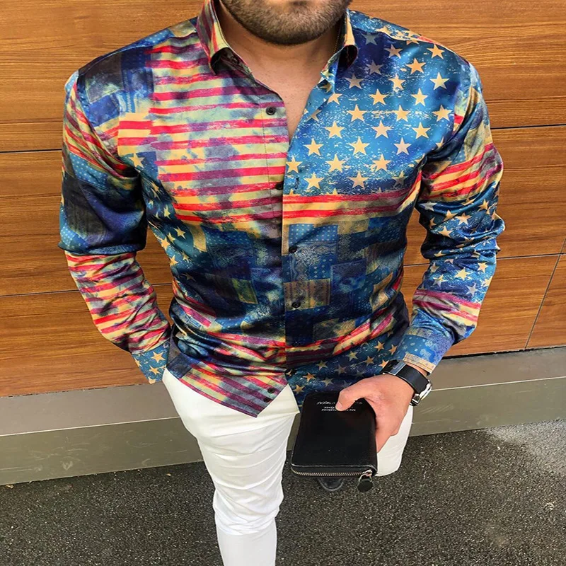 

2021 Men's Autumn Hot Sale European American Shirt Casual Fashion Printed Shirt Single-Breasted Cardigan Long Sleeve Shirt S-3XL