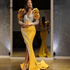Женское вечернее платье с юбкой-годе, элегантное платье для выпускного вечера с аппликацией из бисера, модель 2021 в Африканском Дубае