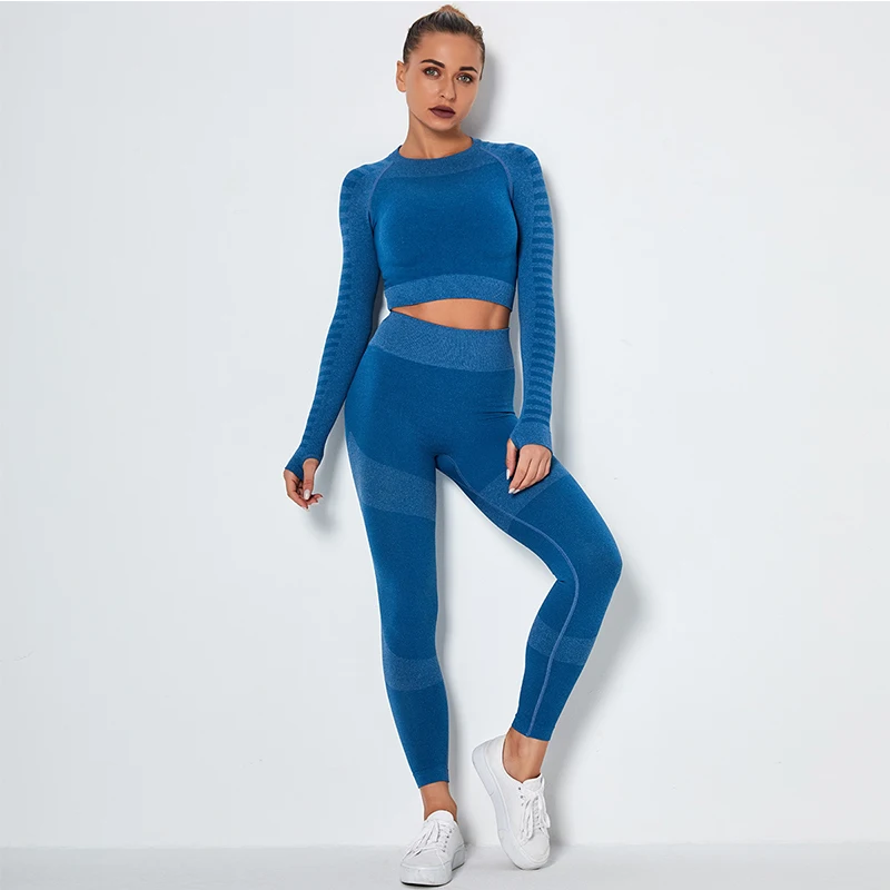 2/4 шт. женские кружевные бесшовные утягивающие Йога Комплект спортивные костюмы