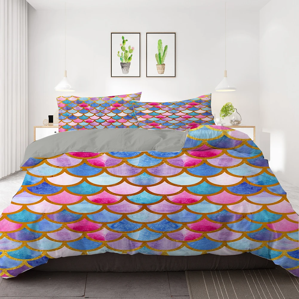 

ZEIMON Colorful Bedding Set 3D Print Mermaid Duvet Cover with Pillowcase King Queen Single Size For Kids Teens Home Textiles