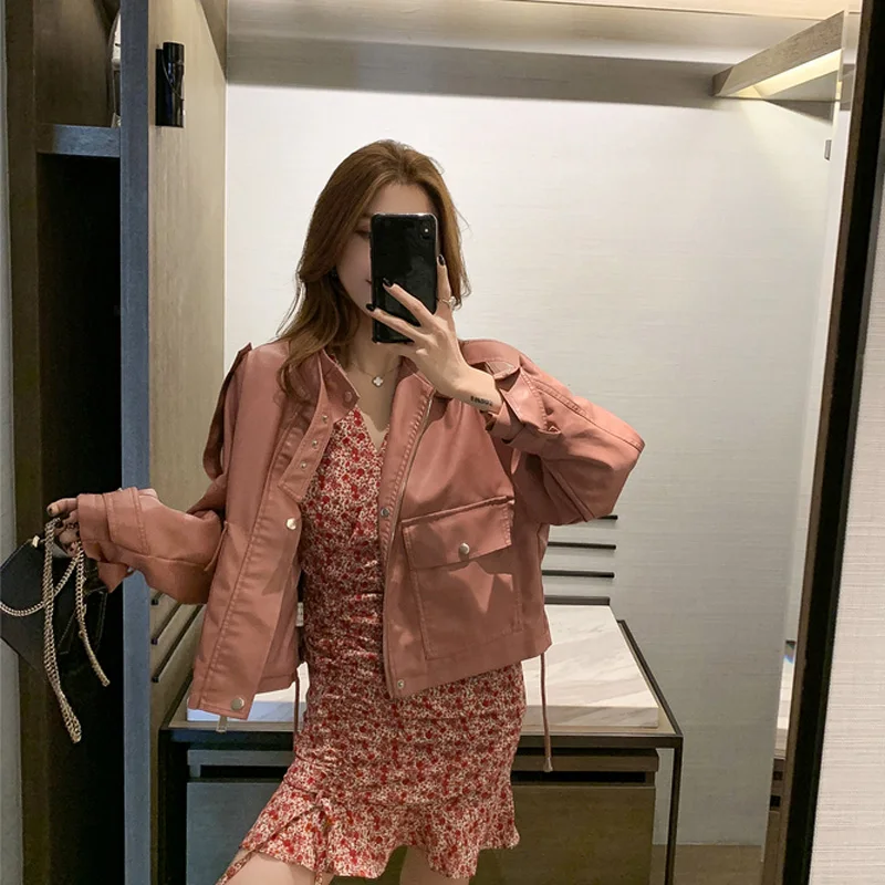 Куртка Aelegantmis женская из искусственной кожи укороченный Байкерский жакет мягкой