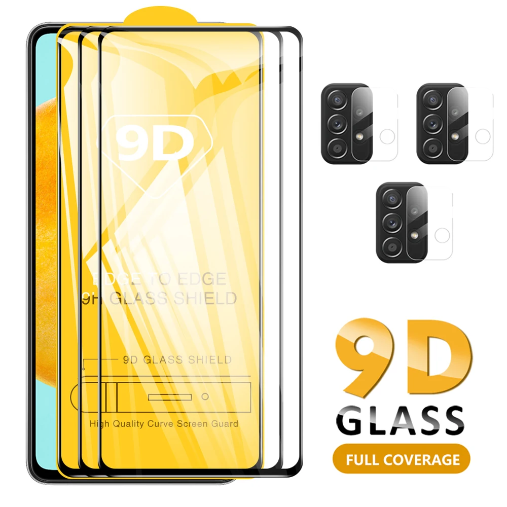 9D Tempered Glass for Samsung Galaxy S21 Plus S20FE S21 FE A52 A72 A71 Camera Lens for Samsung A51 A70 A50 A32 A42 A12 Protector