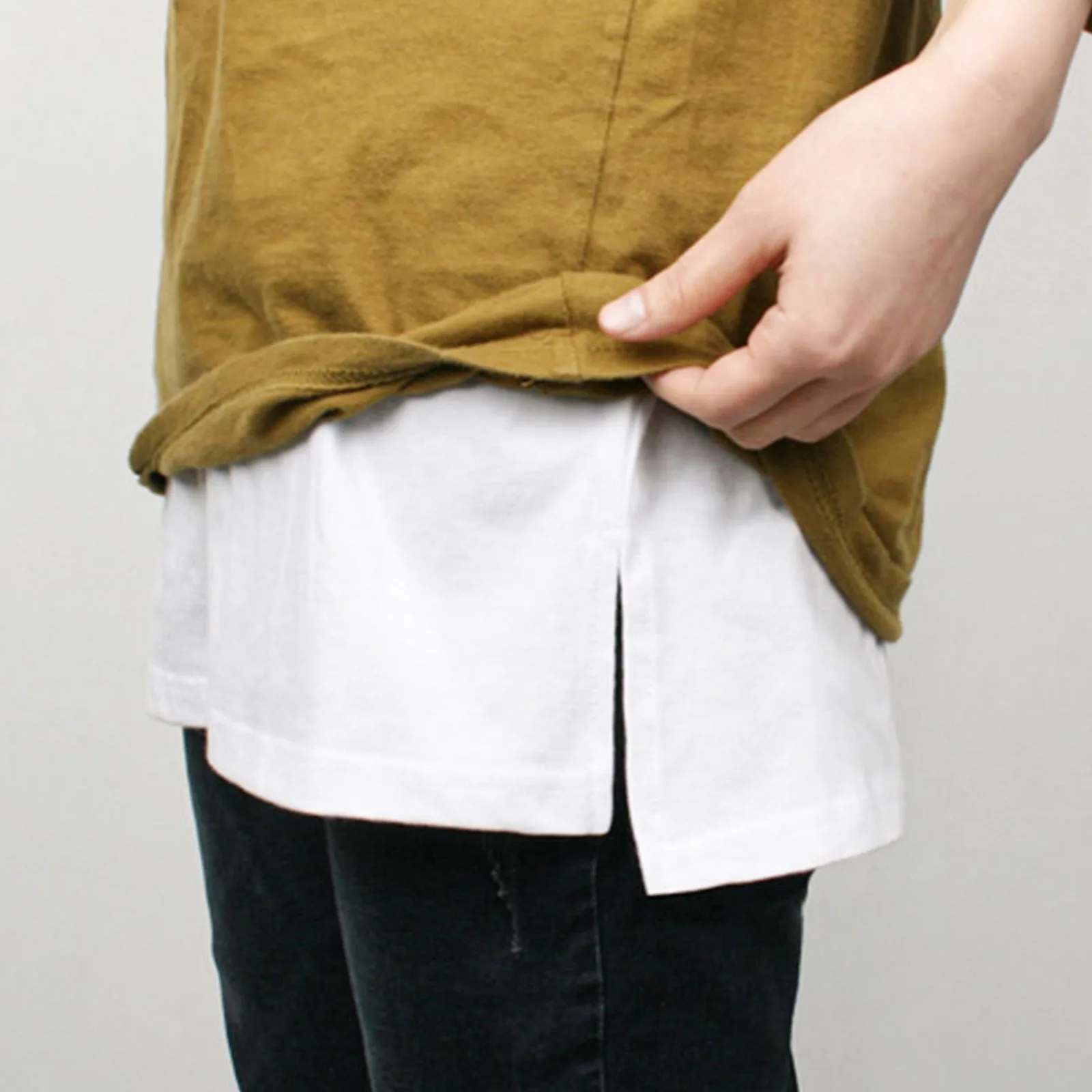 

High Waist Skirt Adjustable Layering Fake Top Lower Sweep Set Skirt Half-length Splitting A Version Women Casual Skirts