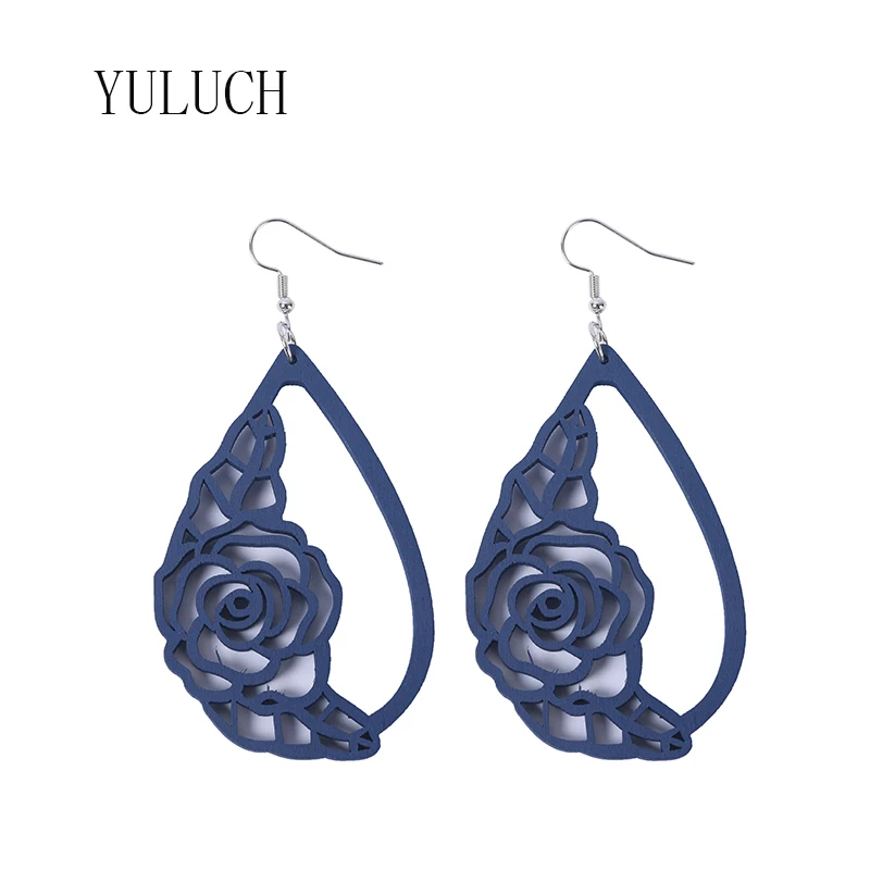 

Женские серьги-подвески YULUCH, деревянные серьги с каплями, 6 цветов, Женские Ювелирные аксессуары