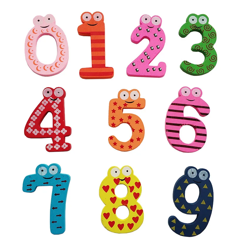 

10 шт. мультяшных магнитных цифровых наклеек на холодильник, детские цифровые Обучающие товары по методу Монтессори, мудрые деревянные игру...