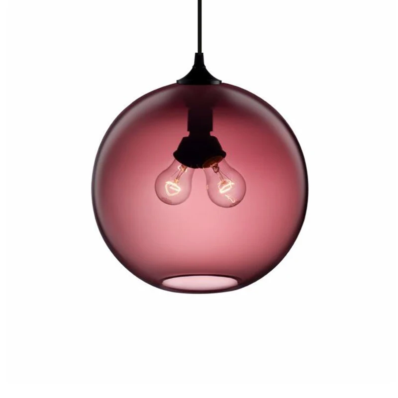 Loft 7 color glass ball Pendant Lamps modern E27/E26 led 2 lights cord lamparas pendant for restaurant living room bar | Лампы и