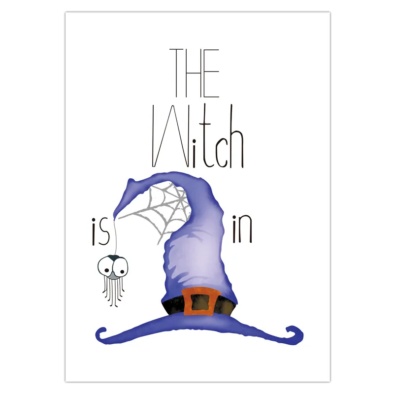 Абстрактная Картина на холсте Хэллоуин ведьма Паук Паутина оранжевые фиолетовые