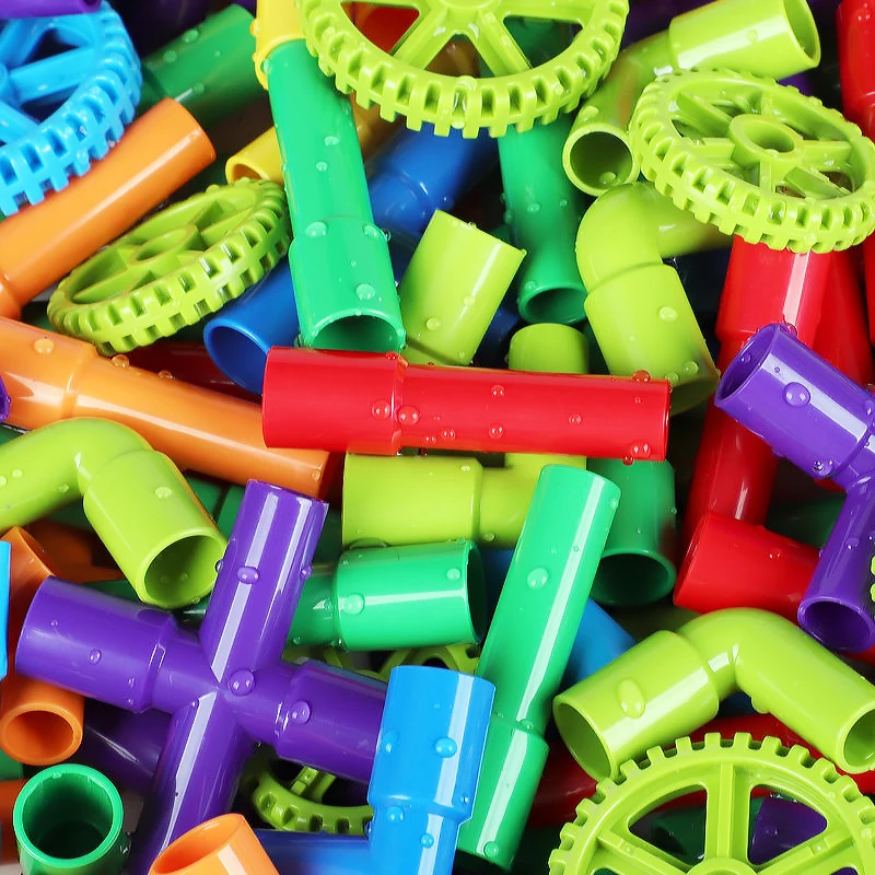 

Tube Block Toy Pipeline Tunnel Car Wheels DIY Blocks Creative STEM Bricks Educational Kit Pipe Block Training Toys For Children