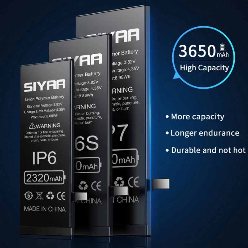 SIYAA батарея для iPhone 6 S 7 8 Plus X SE 5S 5 5C XR XS MAX оригинальная большая ёмкость Замена Apple 6SP
