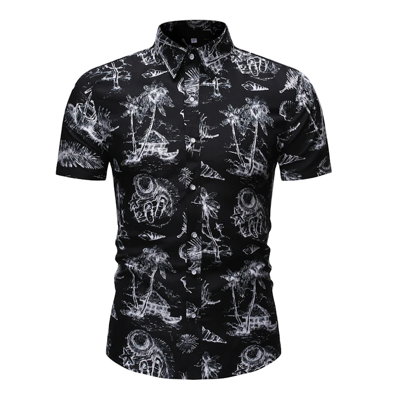 

Brand Men Hawaii Beach S 2021 Summer Print Flowers Short Sleeve Shirt Male Retro Classic Shirt Clothing XXXL