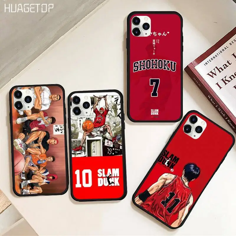 

HUAGETOP Slam dunk anime manga Black Cell Phone Case Rubber for iPhone 11 pro XS MAX 8 7 6 6S Plus X 5S SE 2020 XR case
