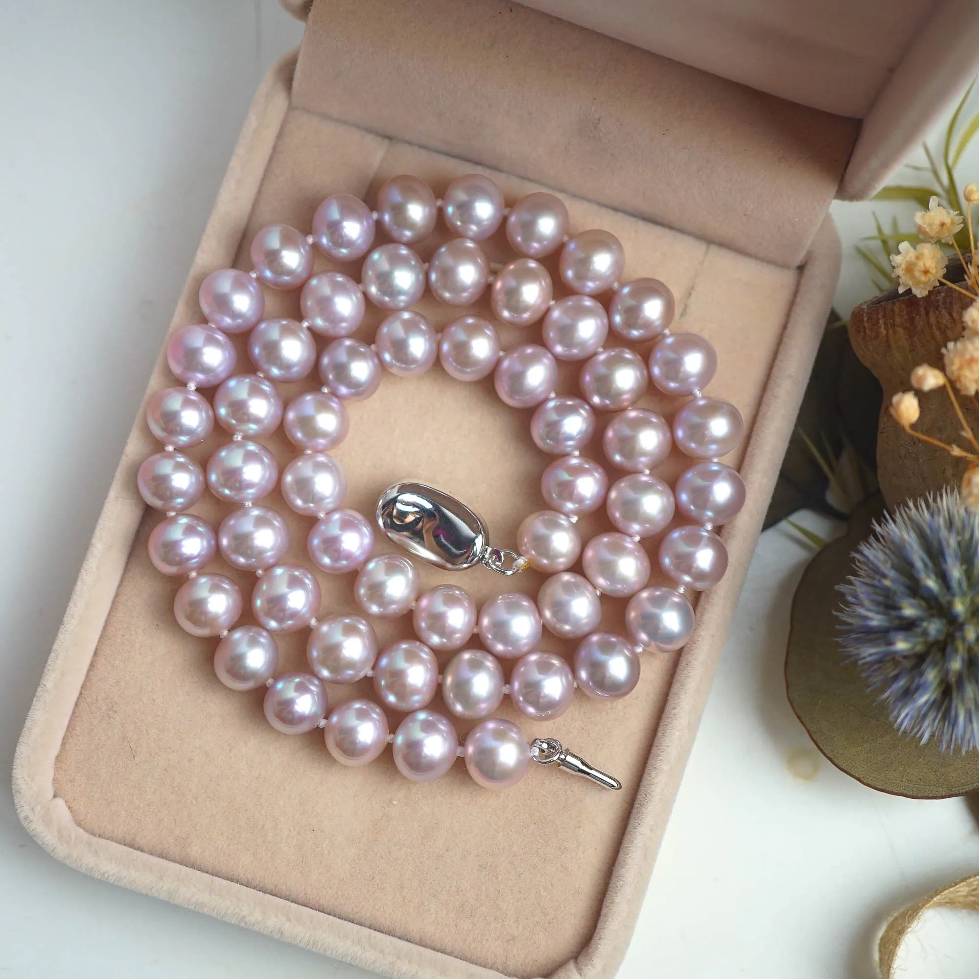MADALENA SARARA AAA High Quality Natural Purple Pearl Necklace Strand 11mm Fine Luster Brightness Perfect Round 18&quot | Украшения и