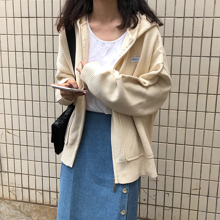 4 цвета 2019 осень и зима корейский стиль свободный большой карман на молнии свитер