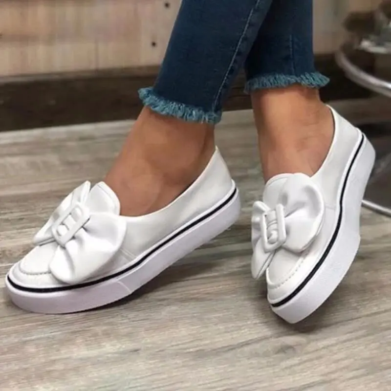 

21Flats Women Flock Bowknot Loafers Ladies Slip On Walking Shoes Woman Sneakers Plus Size 2021 Casual Female New Fashion b8