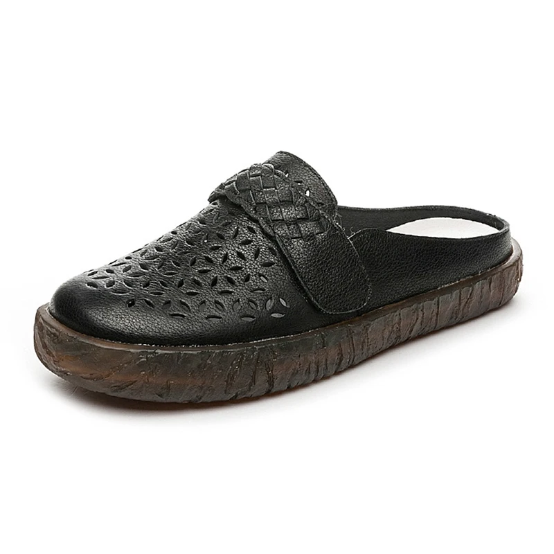 

Genuine Leather Summer Slippers for Women Casual Shoes Woman Women's Slippers for Summer 2021 Designer Slides Woman Flats Solid