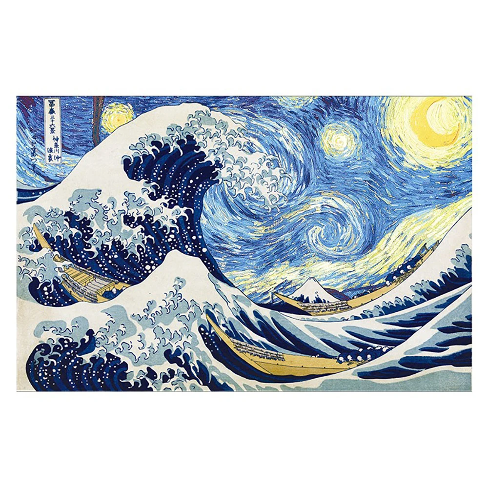 

5D DIY diamond painting full diamond cross stitch oil painting starry ocean wave landscape furniture decoration hanging painting