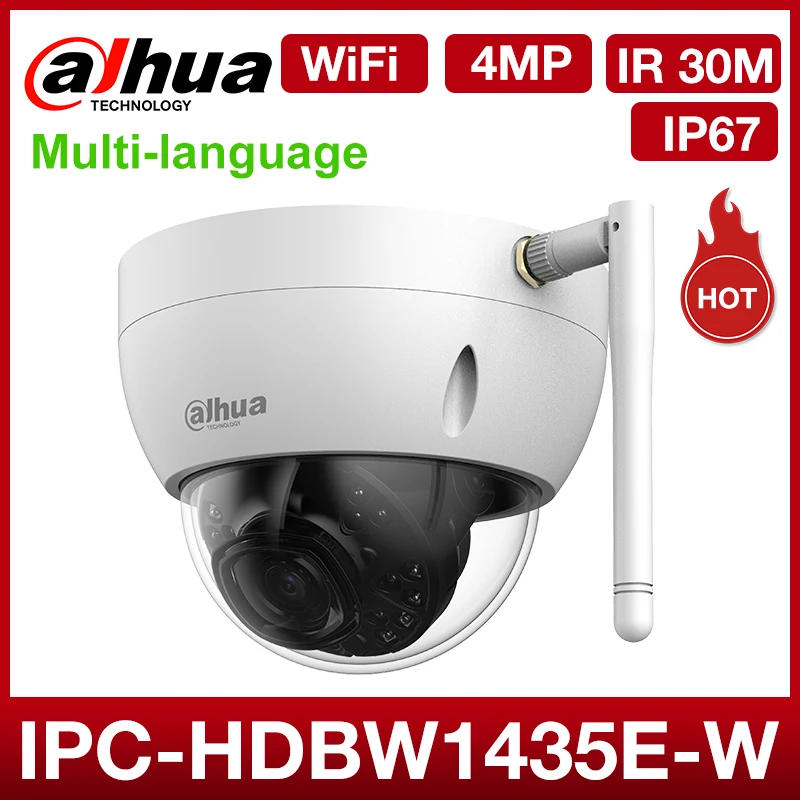 

Dahua Wifi IP Camera IPC-HDBW1435E-W 4MP Network cctv Dome cam Support H.265 IR 30m IP67 IK10 SD card Waterproof ONVIF P2P