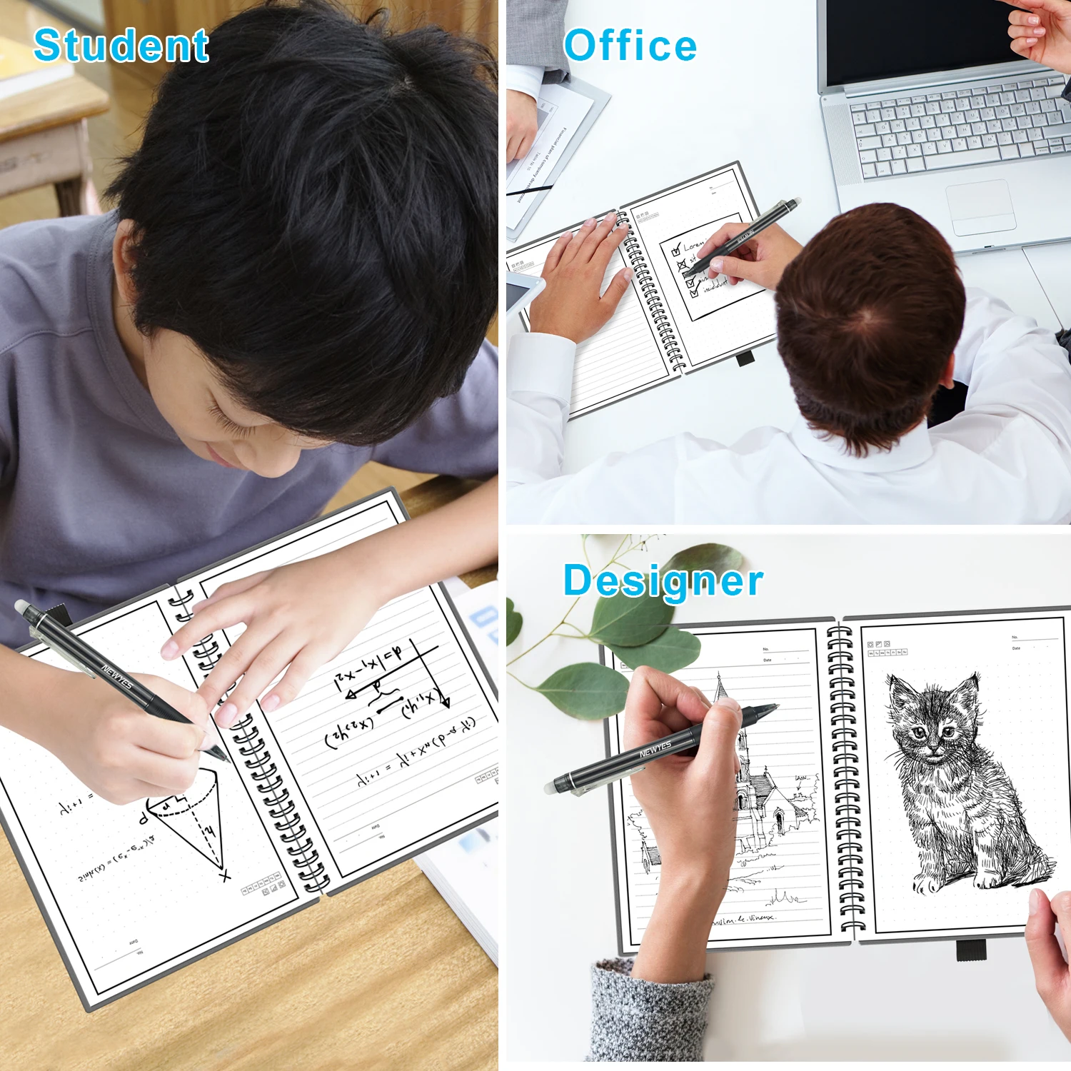 New NEWYES A5 B5 Smart Reusable Erasable Notebook Paper Microwave Wave Cloud Notepad Lined With Pen Dropshipping Customize Kids |