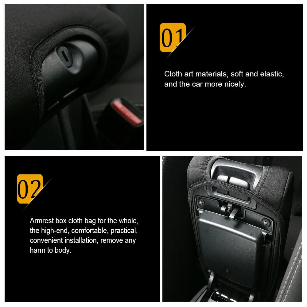 1 * Черный центральный подлокотник коробка мягкий чехол неопрен ткачество коврик