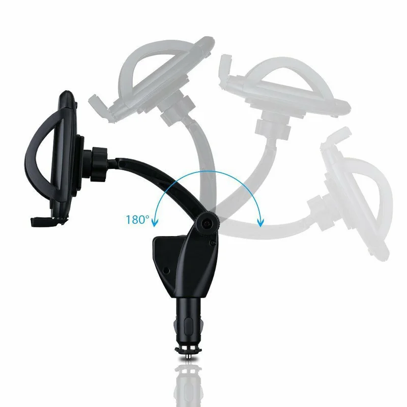 

Universal Dual USB Car Charger Mount Cell Mobile Phone Holder Bracket GPS Stand with Cigarette Lighter Auto Interior Accessories