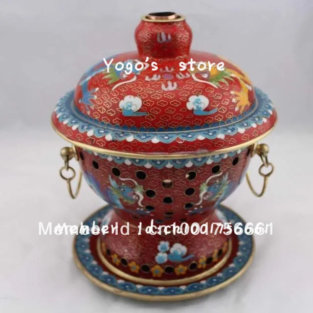 

18cm China cjewelry enamel copper hot pot thickened Chinese Cloisnne charcoal fondue soup pot handmade cooking chafingdish