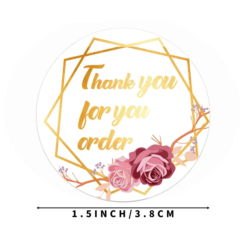 Новый очаровательный цветочный с золотой фольгой 1 5 дюйма/3 8 см Спасибо за заказ