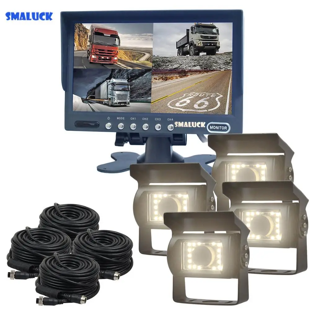 SMALUCK 7 &quot4 Сплит QUAD резервного копирования заднего вида автомобиля монитор +
