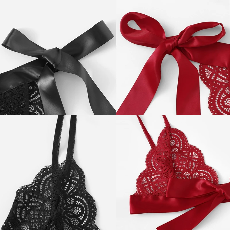 Красное нижнее белье популярная женская одежда для сна с V-образным вырезом