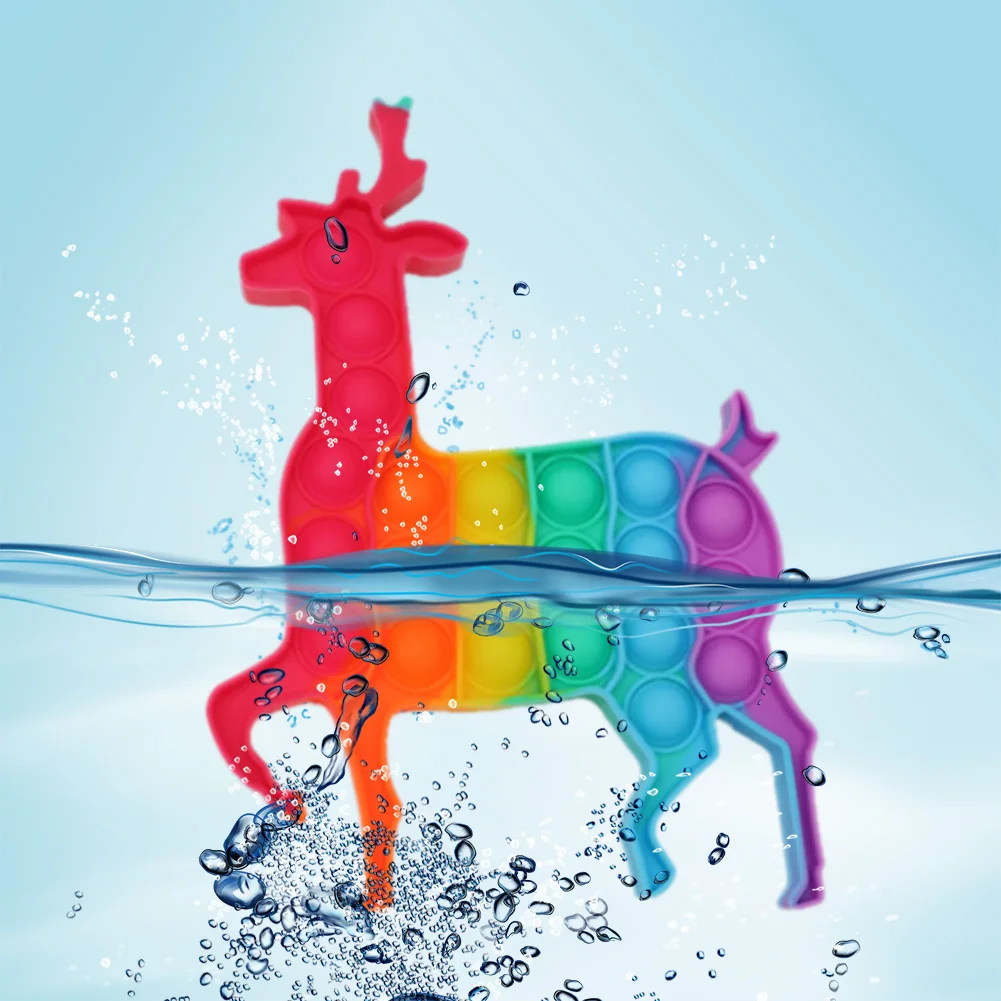 

Cartoon Christmas Elk Silicone Push Bubble Sensory Fidget Toy Stress Relieve Squeeze Squishy For Adult Children Autism Xmas Gift