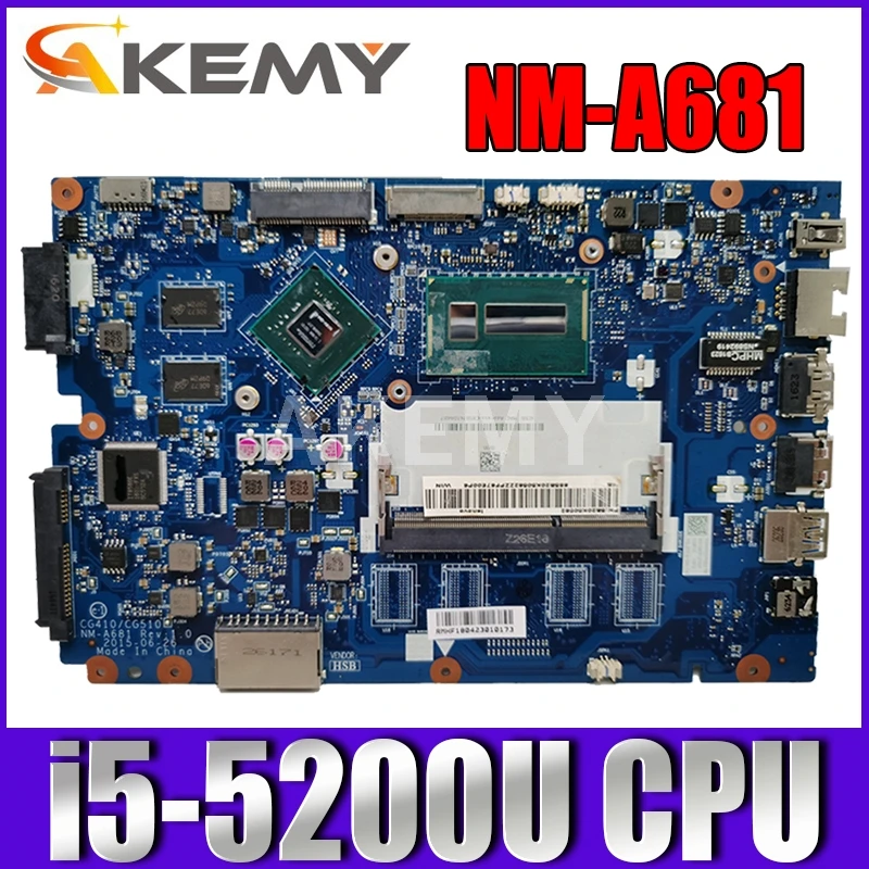 

For Lenovo Ideapad 100-14IBD 100 14IBD CG410 CG510 B50-50 NM-A681 Motherboard i5-5200U 920 M 1 GB
