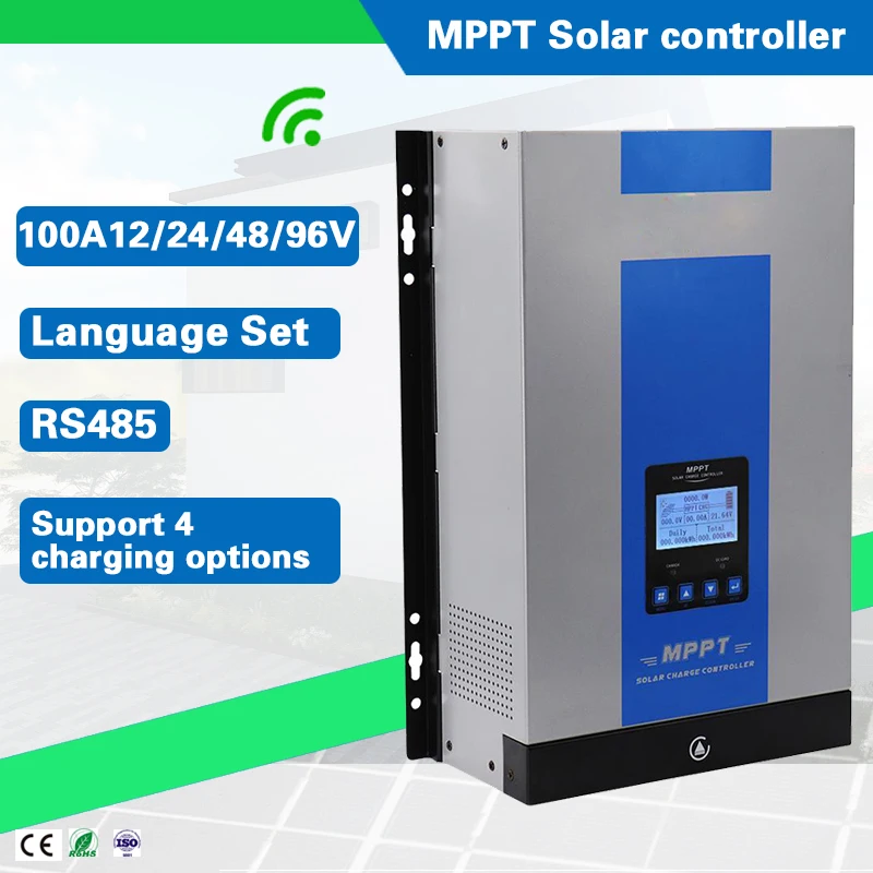 

100A MPPT Solar Charge Controller 12V 24V 48V Auto,Max 150VDC Input 3400 Watts Solar Regulator with WIFI