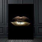 Скандинавские сексуальные черные женские картины на холсте с золотыми губами, макияж, плакаты и принты для девушек, настенные картины для домашнего декора